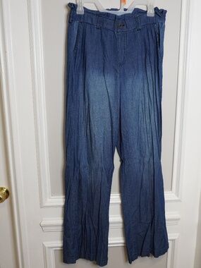 Rewash wide-leg pull-on denim trousers, Size L